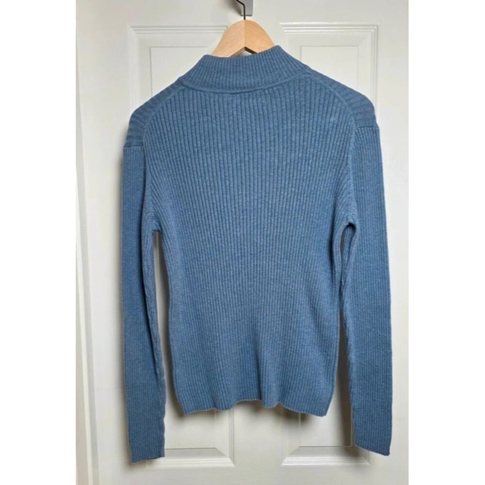 Croft & Barrow Heather Slate Blue Ribbed Mock Neck Sweater Size L